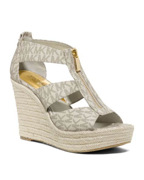 michael kors silver wedge sandals|michael kors sandals wedges zipper.